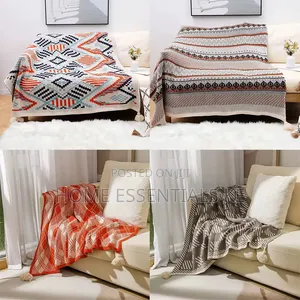 *Bohemian Knitted Throw Blankets With Pendant/Tassels