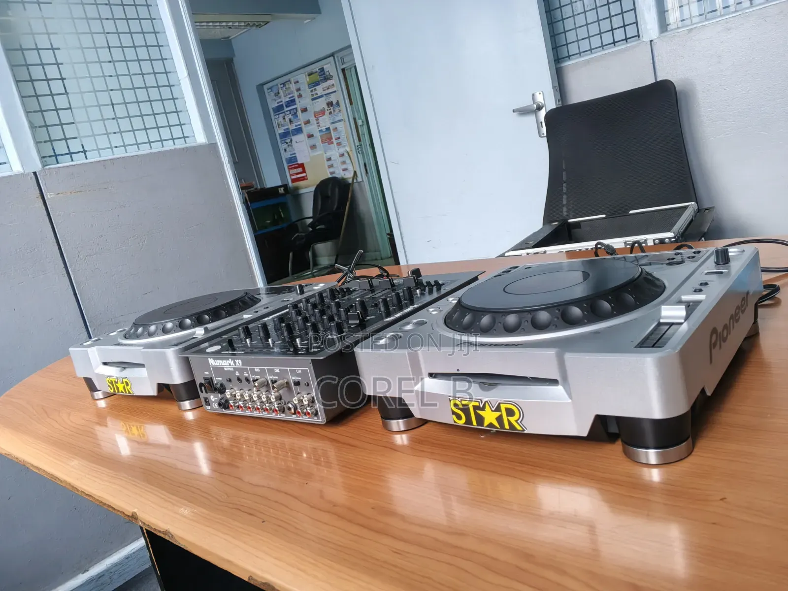 Pioneer CDJ Media Players With a Numark X9 3-Channel Mixer