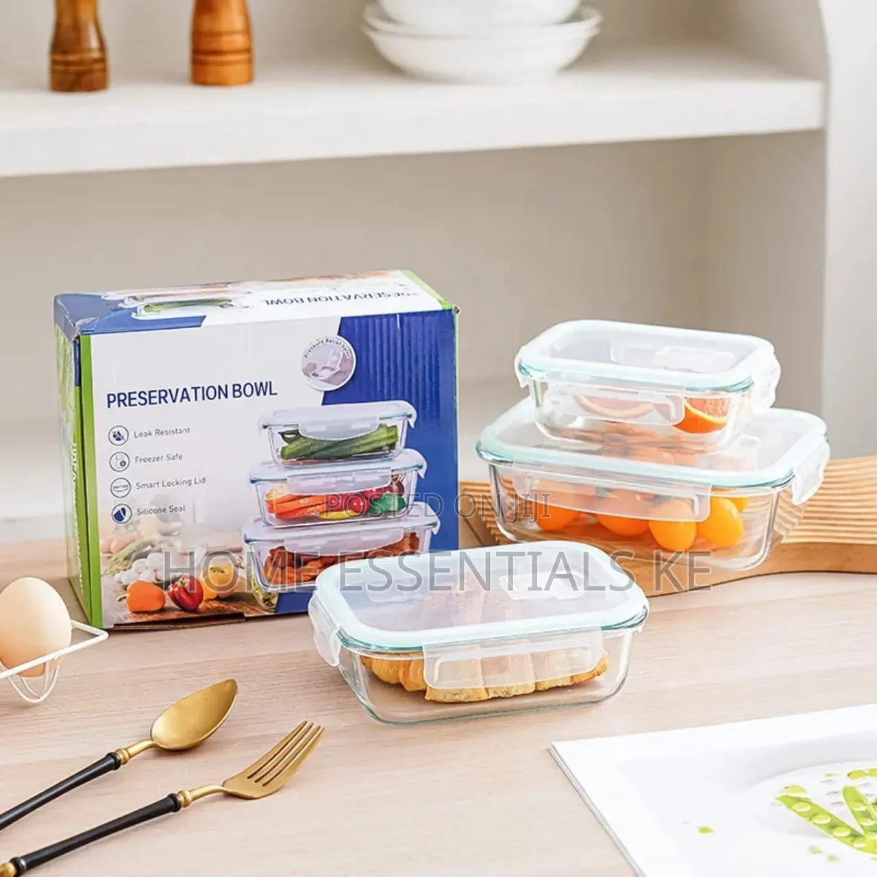 *3pc High Borosilicate Food Containers*410ml,700ml,1040ml