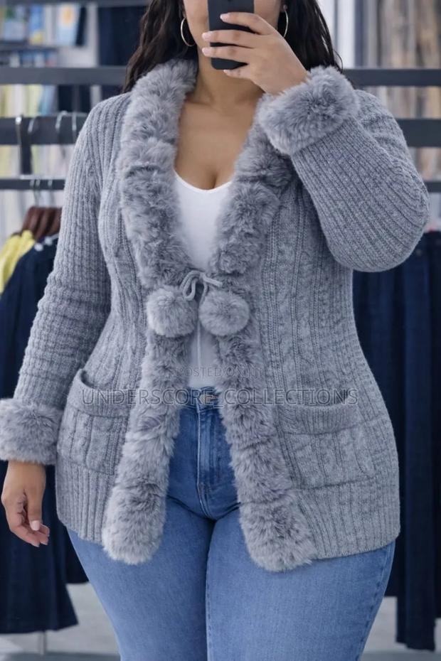 Ladies Plus Size Fitting Soft and Warm Cardigans - thumbnail 3
