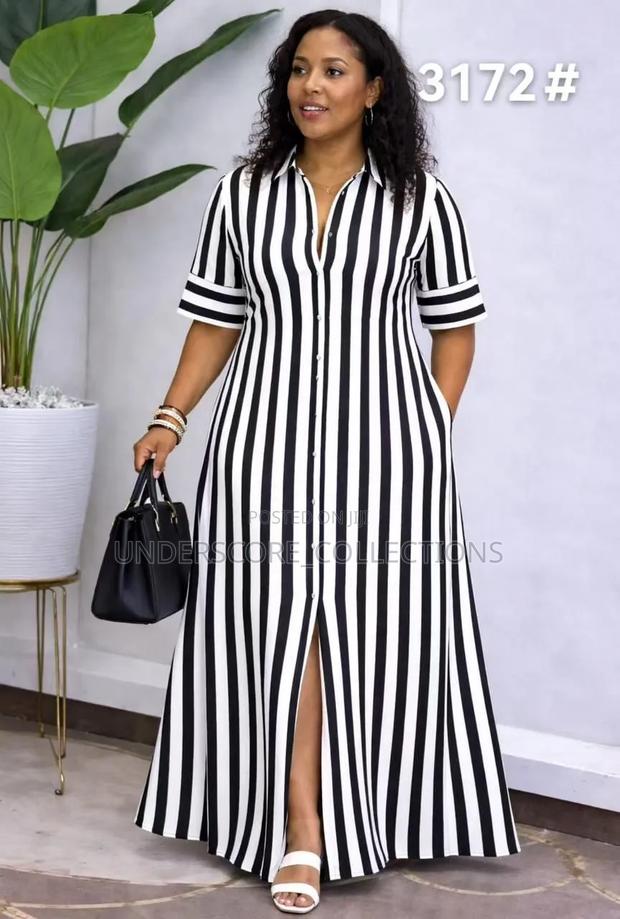 Ladies Stripped Maxi Dresses - thumbnail 2