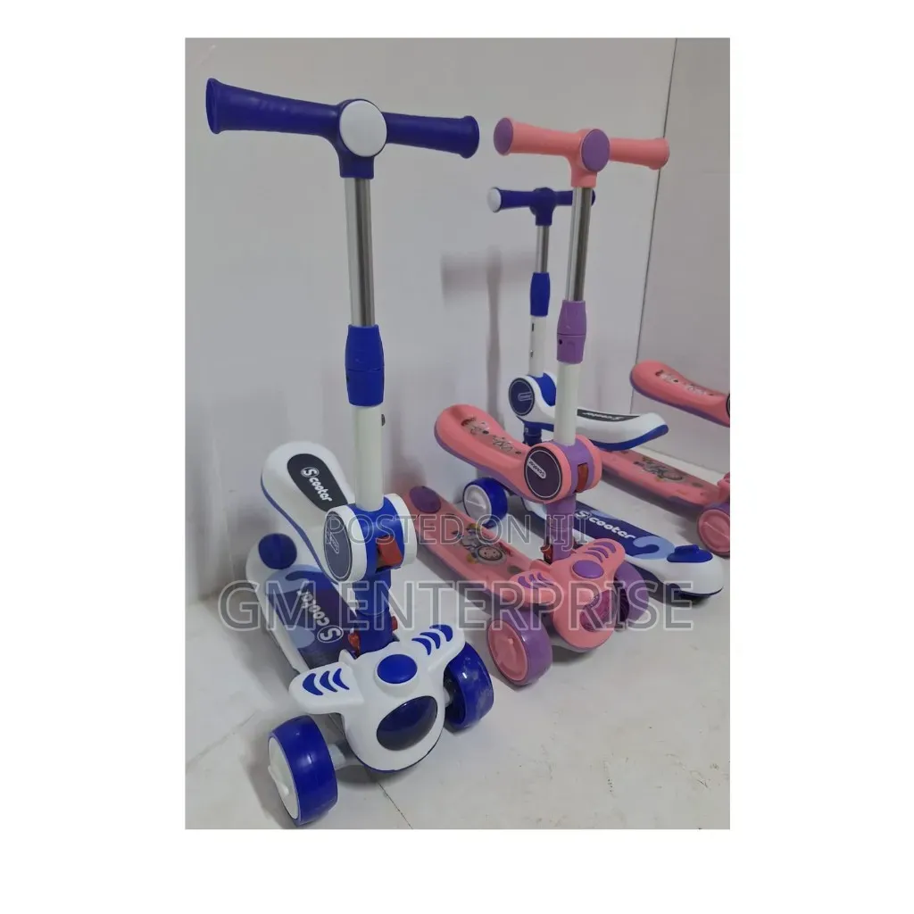 Adjustable Kids Scooter With Seat Light Up Wheels Music Foldable