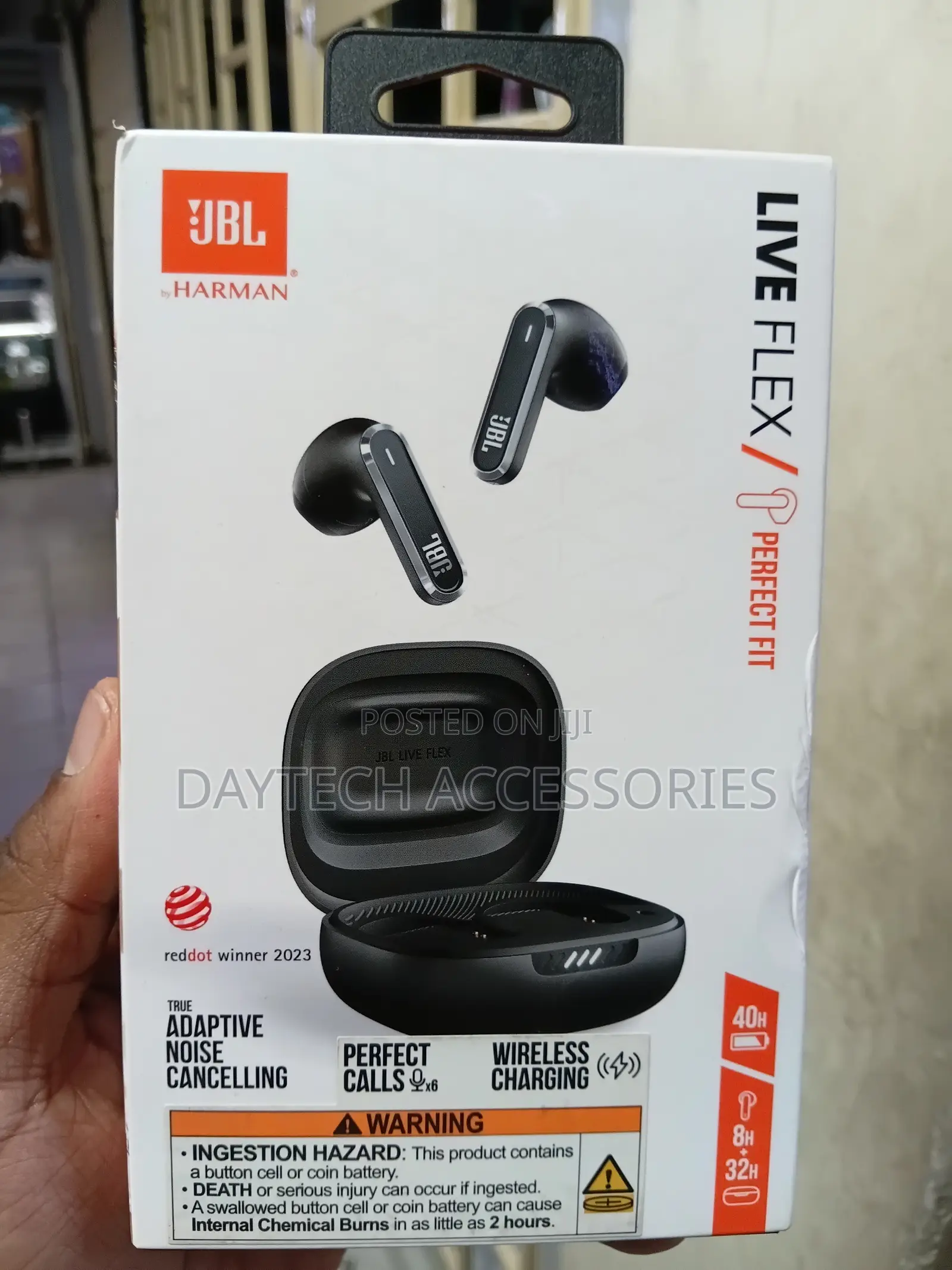 These Are JBL Live Flex True Wireless Noise-Cancelling Earbuds Black.