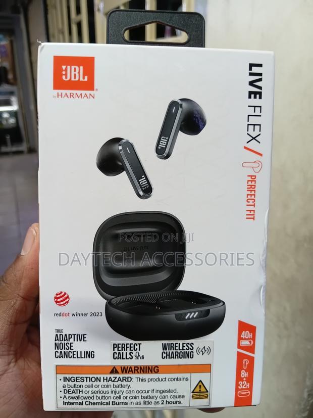 These Are JBL Live Flex True Wireless Noise-Cancelling Earbuds Black.