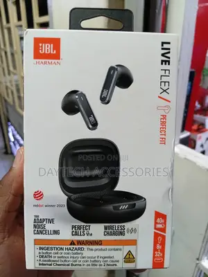 These Are JBL Live Flex True Wireless Noise-Cancelling Earbuds Black.