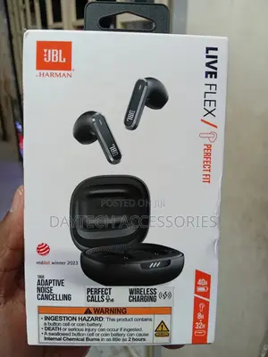 These Are JBL Live Flex True Wireless Noise-Cancelling Earbuds Black.