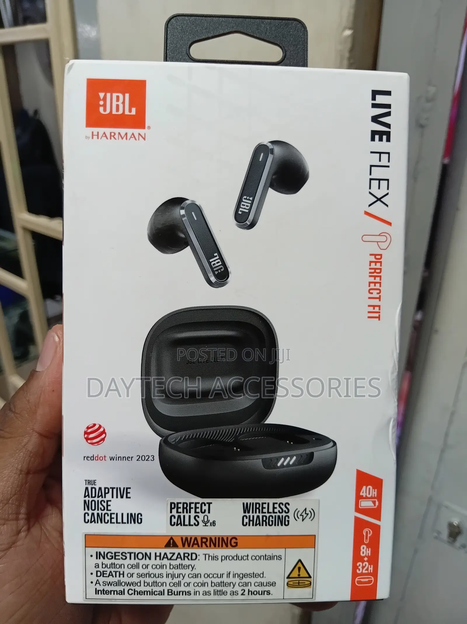 These Are JBL Live Flex True Wireless Noise-Cancelling Earbuds Black.