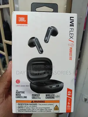 These Are JBL Live Flex True Wireless Noise-Cancelling Earbuds Black.