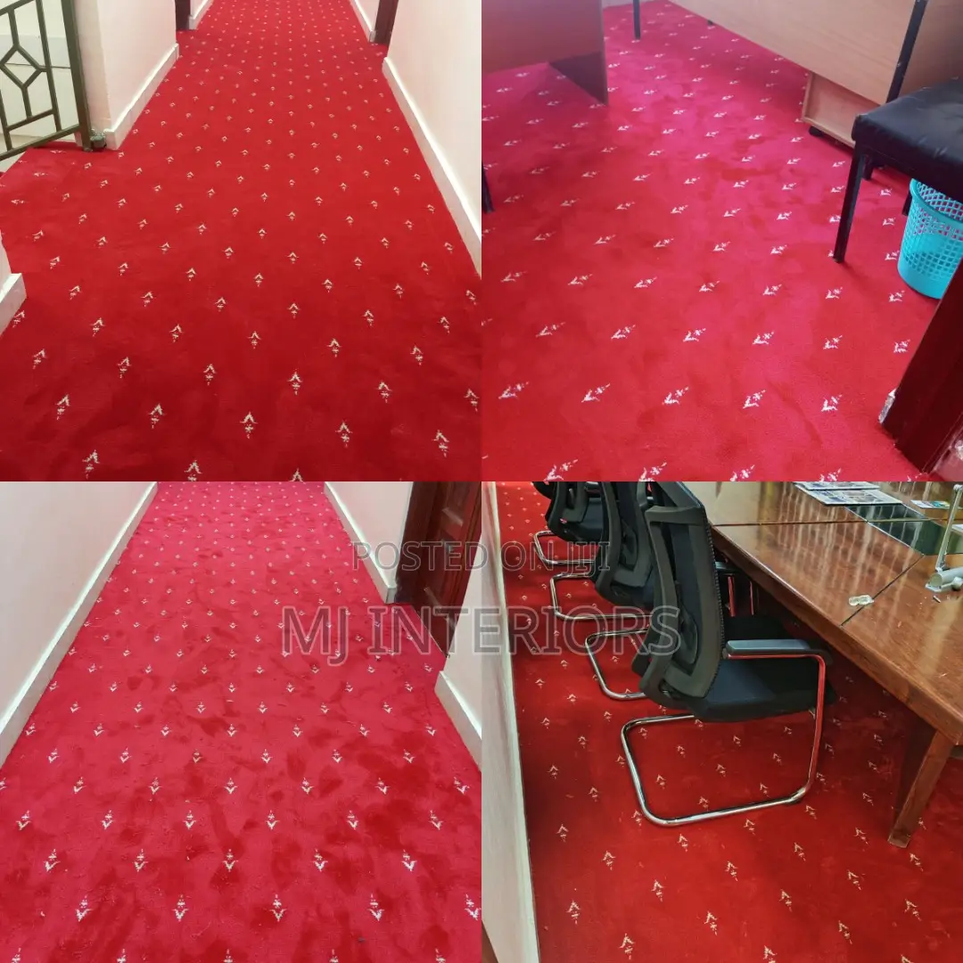 Heavy Duty Red Wall to Wall Carpet for Workspaces