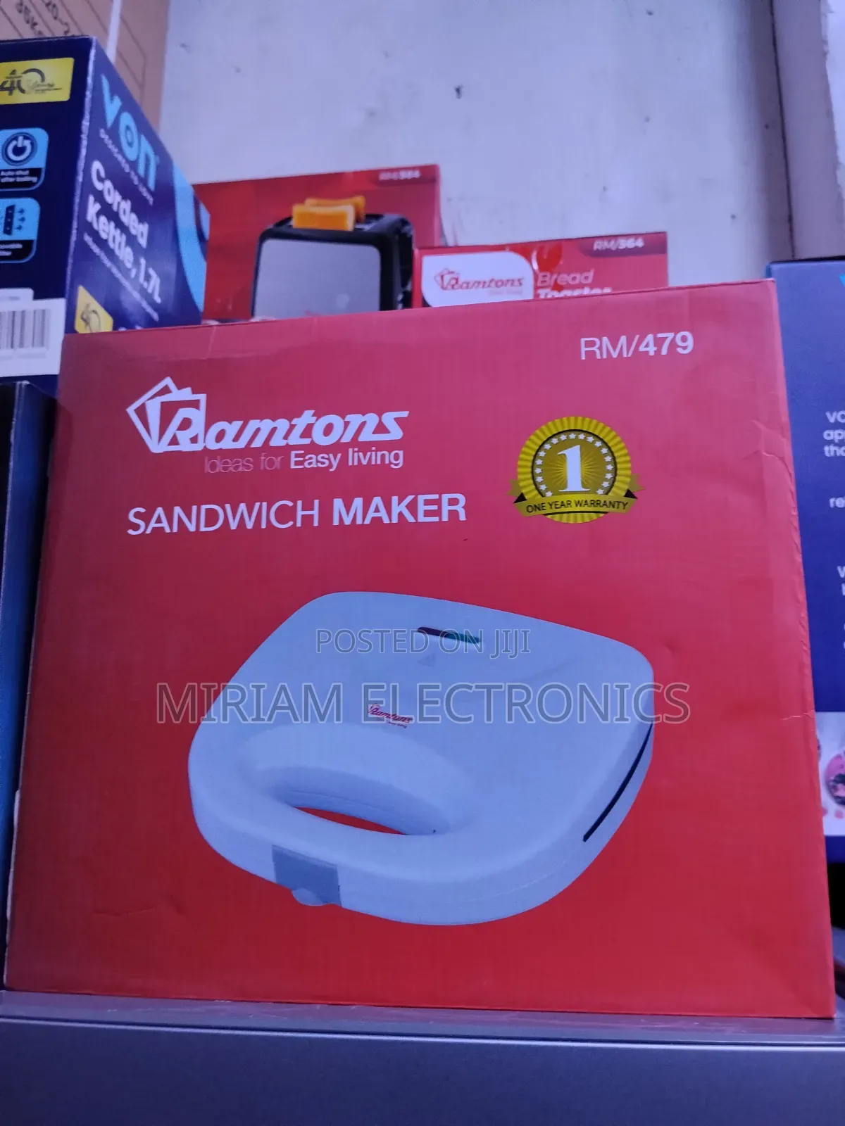 2 Slice Sandwich Toaster White- Rm/479