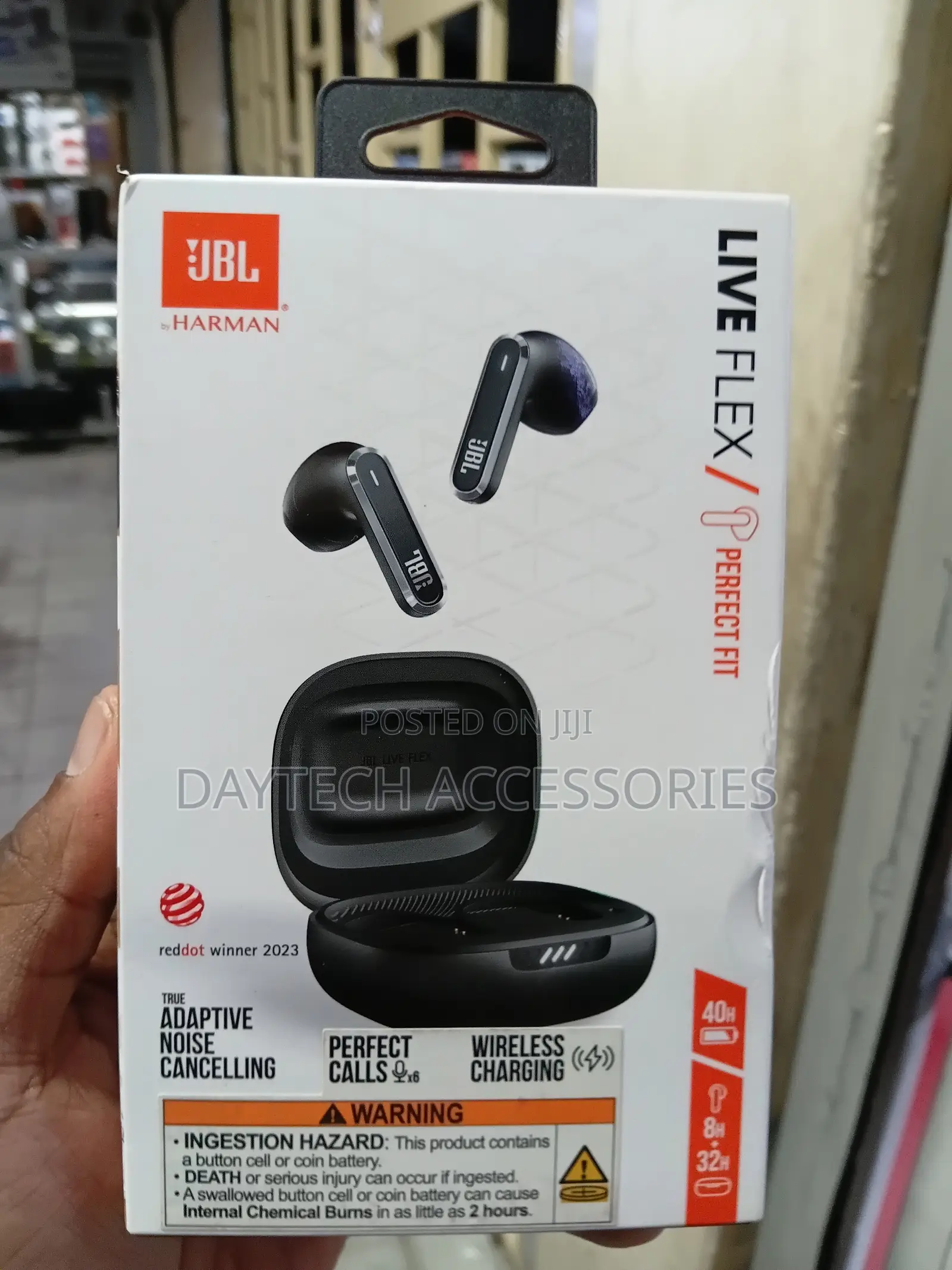 JBL Live Flex in-Ear Bluetooth Earphones With Noise-Cancelling.