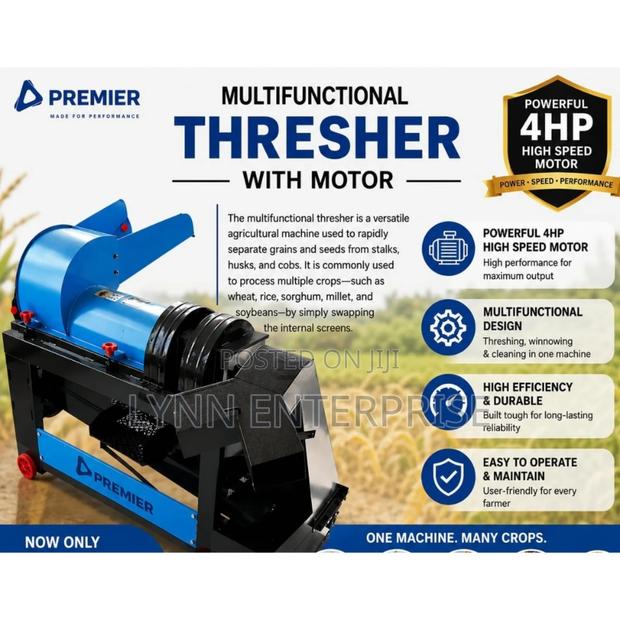 Premier Multifunctional Thresher With Motor 4hp High Speed Motor