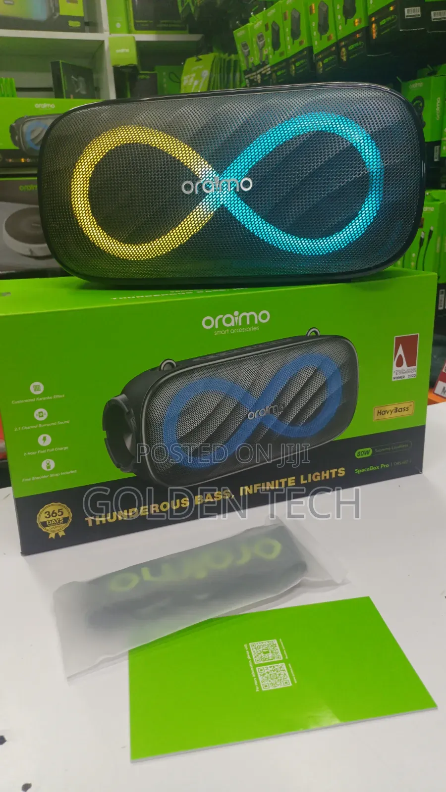 Oraimo Spacebox Pro 80w Wireless Party Speaker – Deep Bass Karaoke