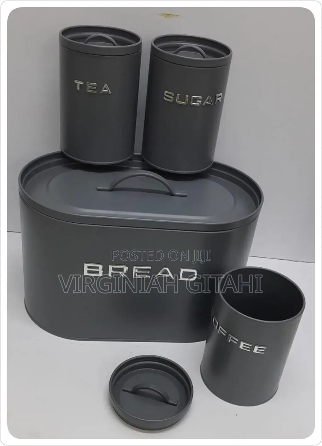 Unique and Elegant Bread Storage Bin With 3pcs Canisters