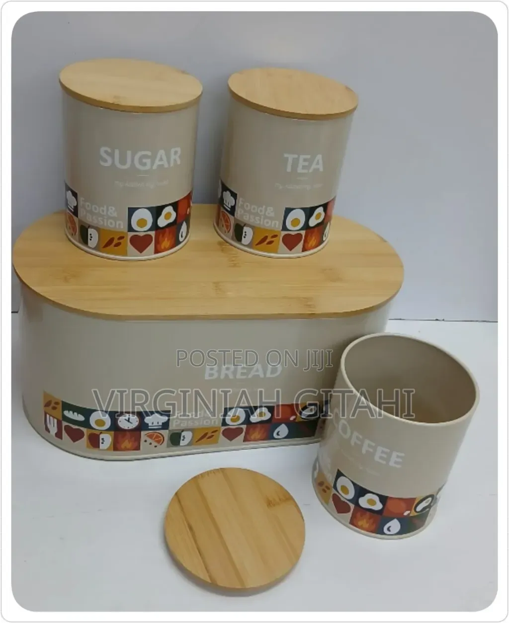 Unique and Elegant Bread Storage Bin With 3pcs Canisters
