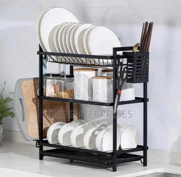 3 Tier All Black Metallic Dishrack