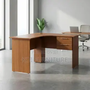 Office Desk : 1.2m Beech-Finished L-Shaped Office Desk
