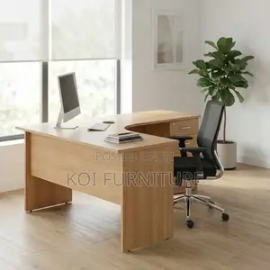 Office Desk : 1.2m Beech-Finished L-Shaped Office Desk