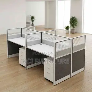 Office Workstation : Four Executive Office Workstation (Black White)