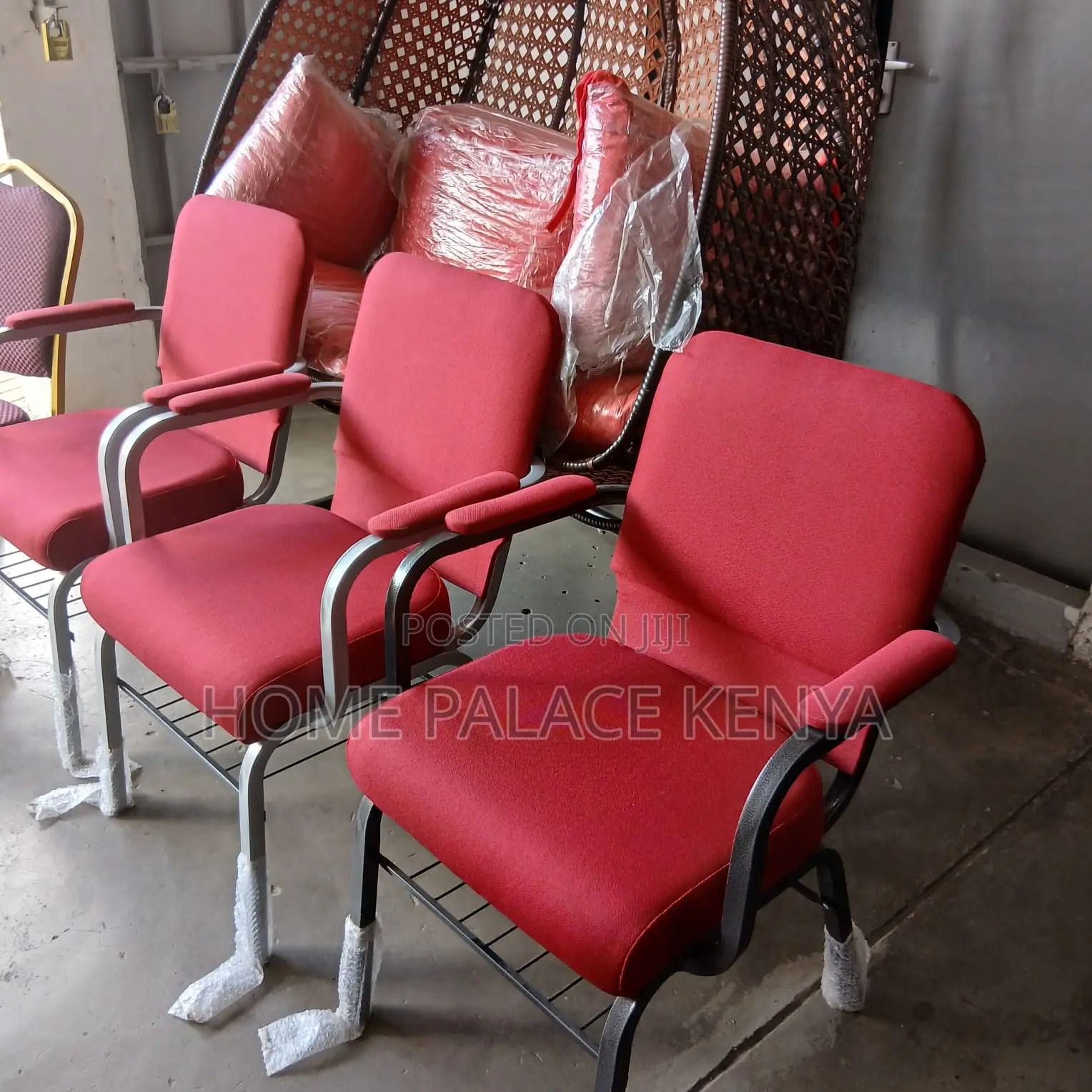 Event Chair: Durable Upholstered Church Chair With Armrest and Storage
