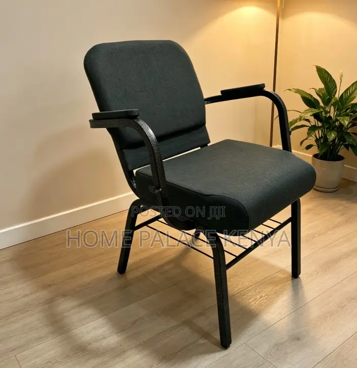 Event Chair: Durable Upholstered Church Chair With Armrest and Storage