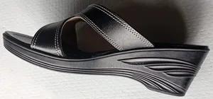 Women's Stylish Wedge Sandals – Black Straps