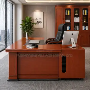 Executive Mahogany L-Shaped Desk.