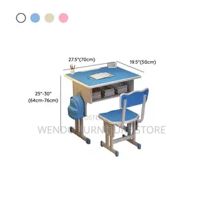 Home Desk; Blue Adjustable Kids Desk Chair Set