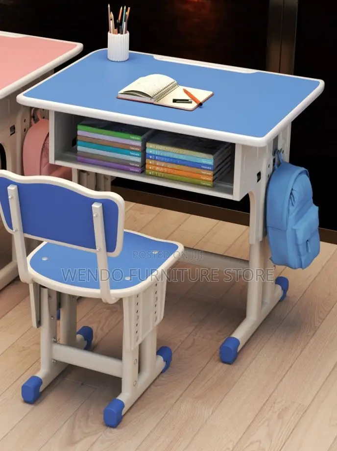Home Desk; Blue Adjustable Kids Desk Chair Set