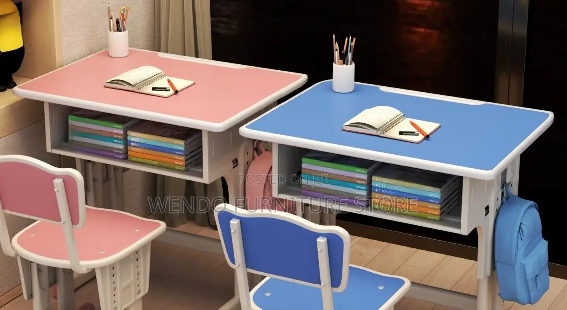 Home Desk; Blue Adjustable Kids Desk Chair Set