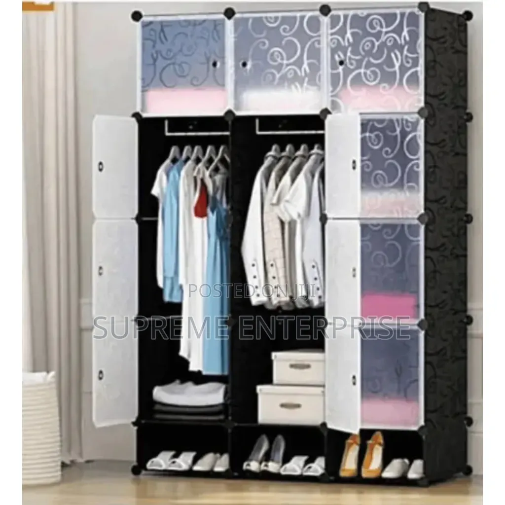 Black Plastic Wardrobe With 3 Column