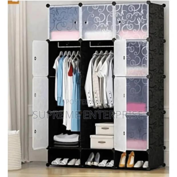 Black Plastic Wardrobe With 3 Column