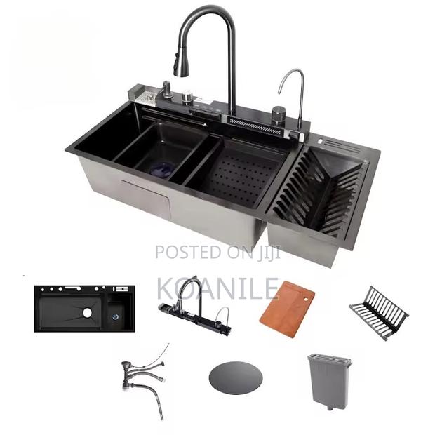 Smart Kitchen Sink With Faucet, Tap, Strainer Dish Rack - thumbnail 3