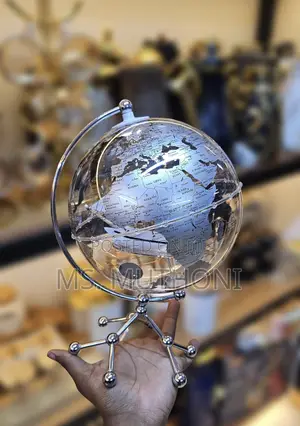 Decorative Silver Led World Globe Map With Metal Stand