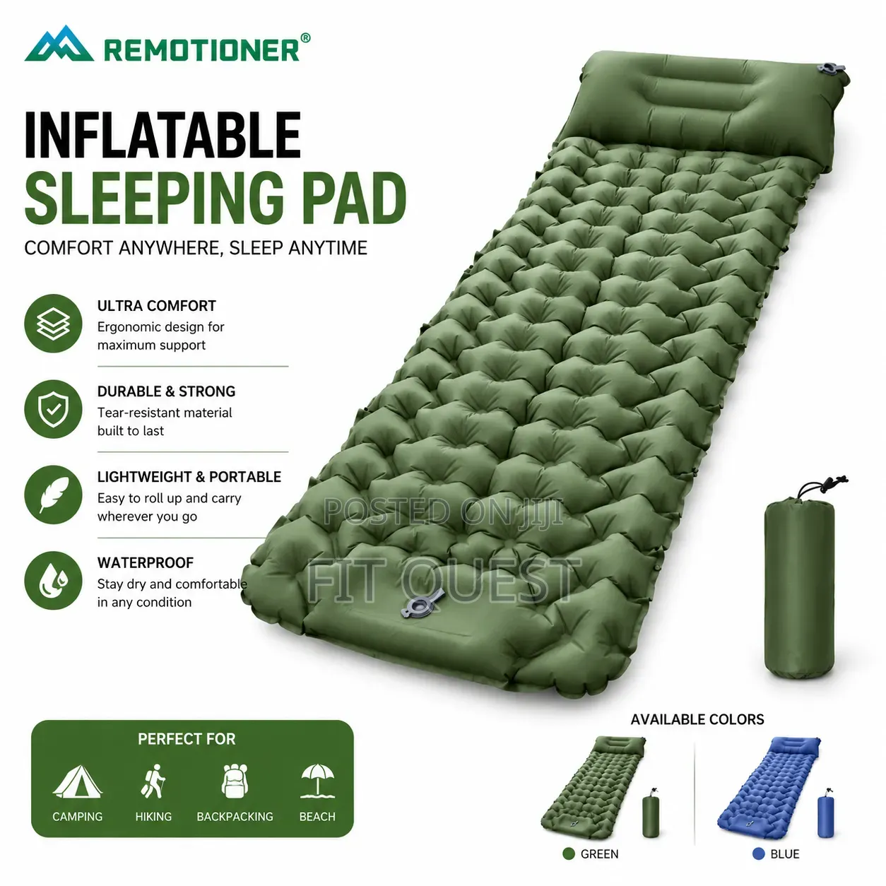 Foot Press Camping Sleeping Mat With Built in Pump Lightweight Air Bed