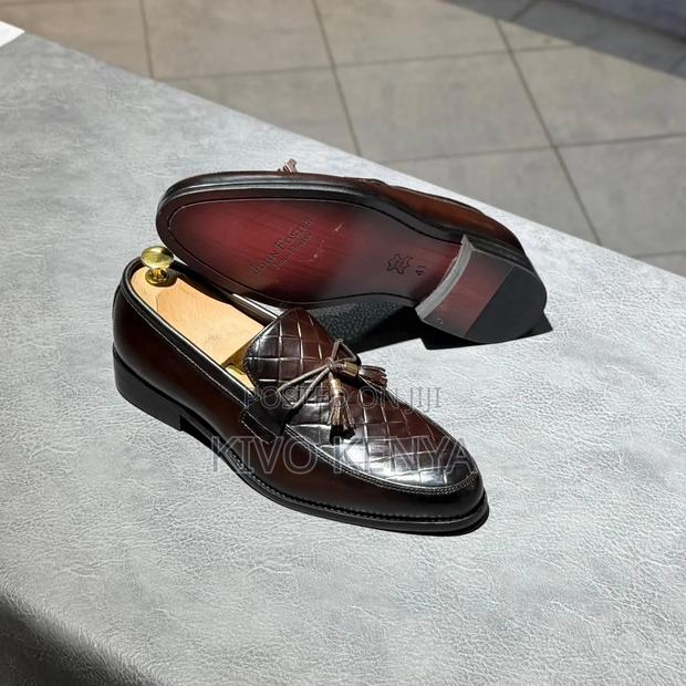 John Foster Brown Woven Leather Loafers - thumbnail 2