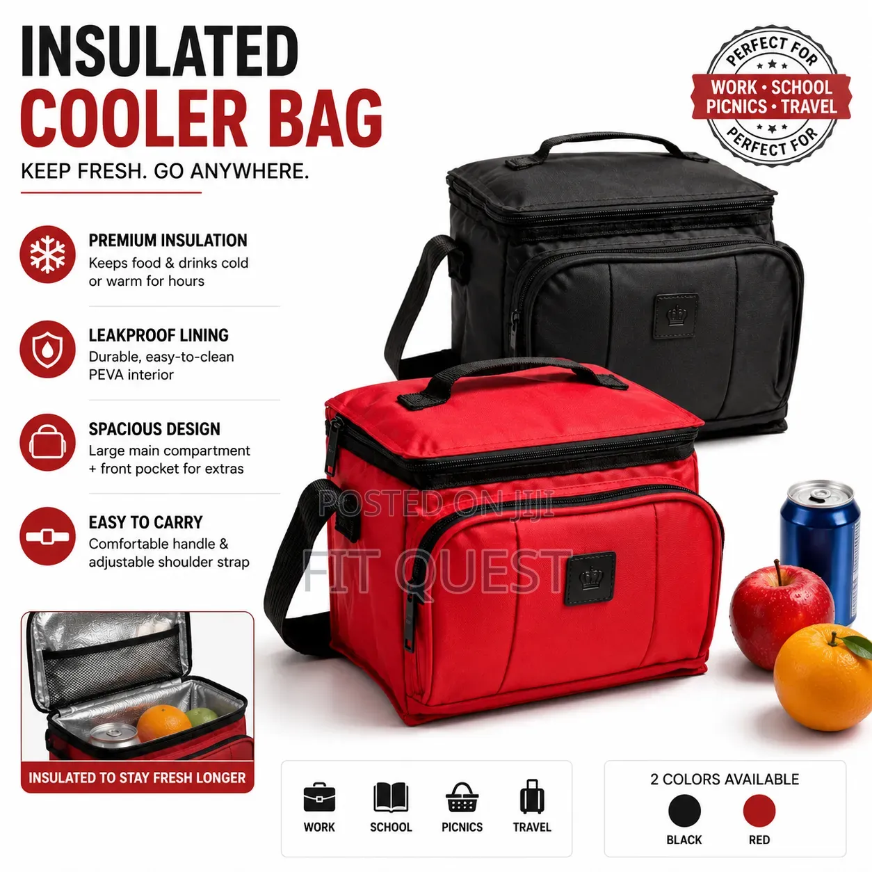Portable Insulated Cooler Lunch Bag Thermal Storage Travel Picnic