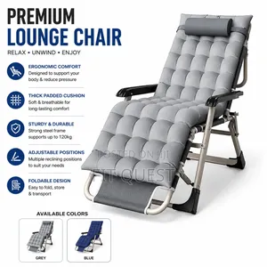 Adjustable Foldable Reclining Lounge Chair With Headrest Cushion