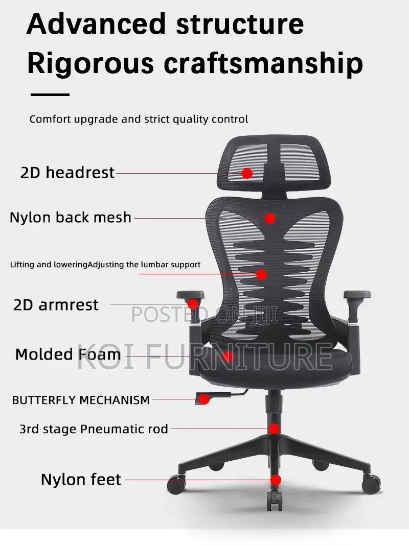 Office Chairs; High Back Ergonomic Fabric Office Chairs
