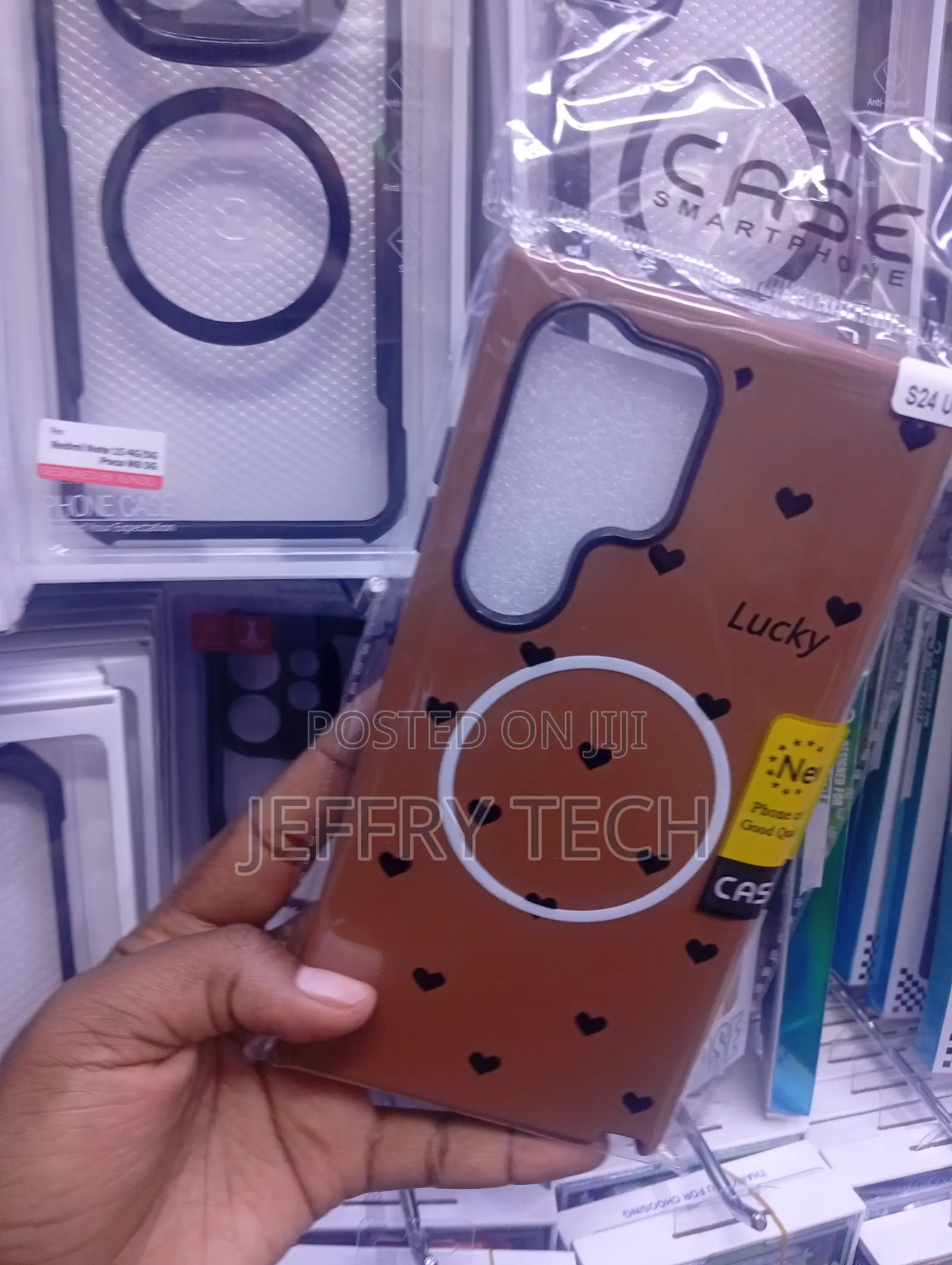 Samsung Galaxy S24 Ultra Matte Brown Material Adorned Cover
