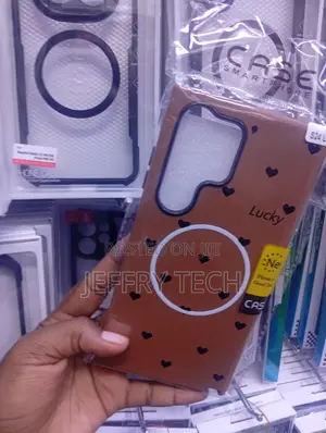 Samsung Galaxy S24 Ultra Matte Brown Material Adorned Cover