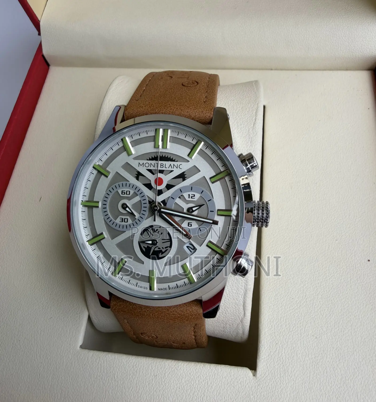Leather Suede Straps Montblanc Gents Chronograph Watch