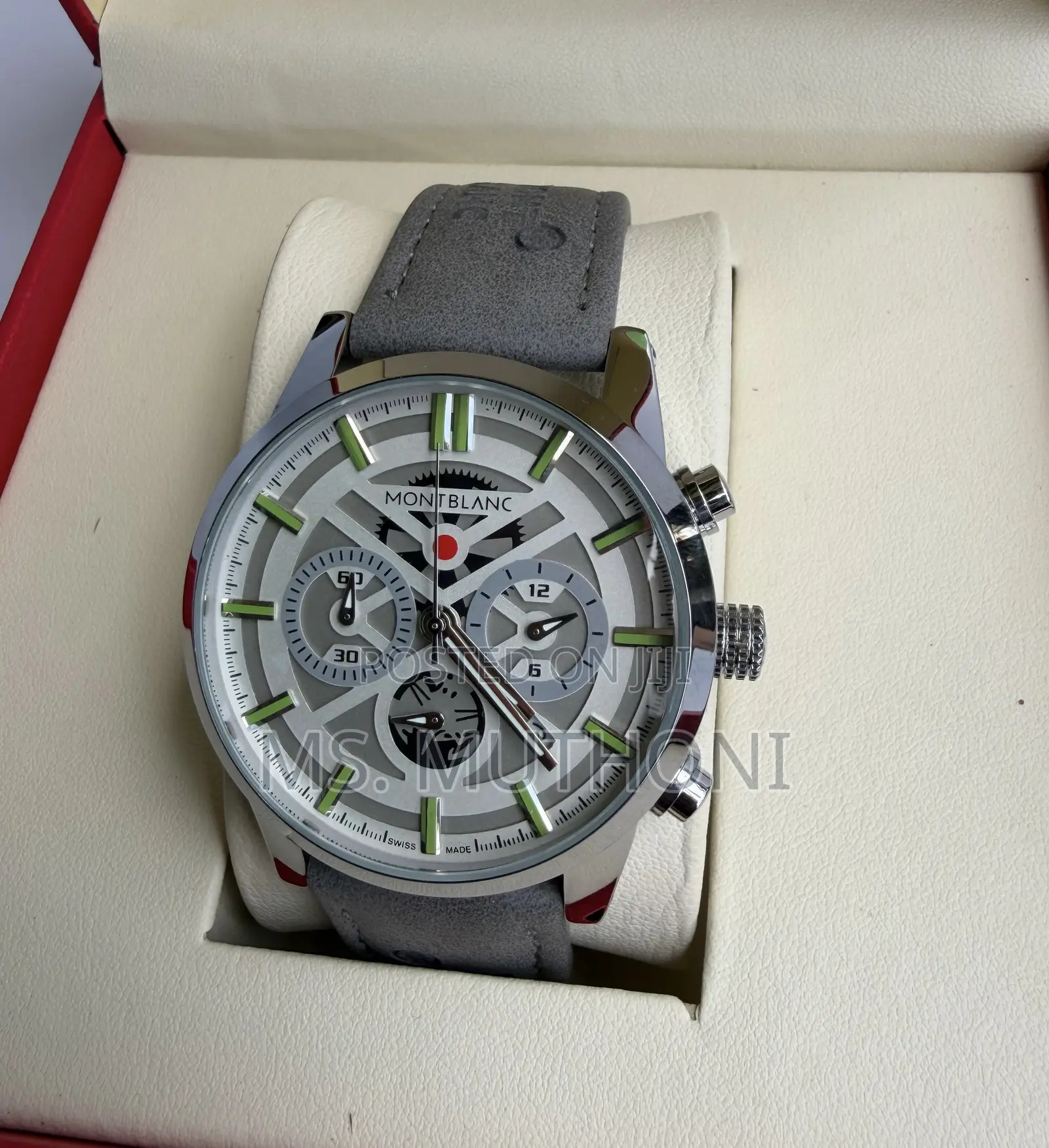 Leather Suede Straps Montblanc Gents Chronograph Watch