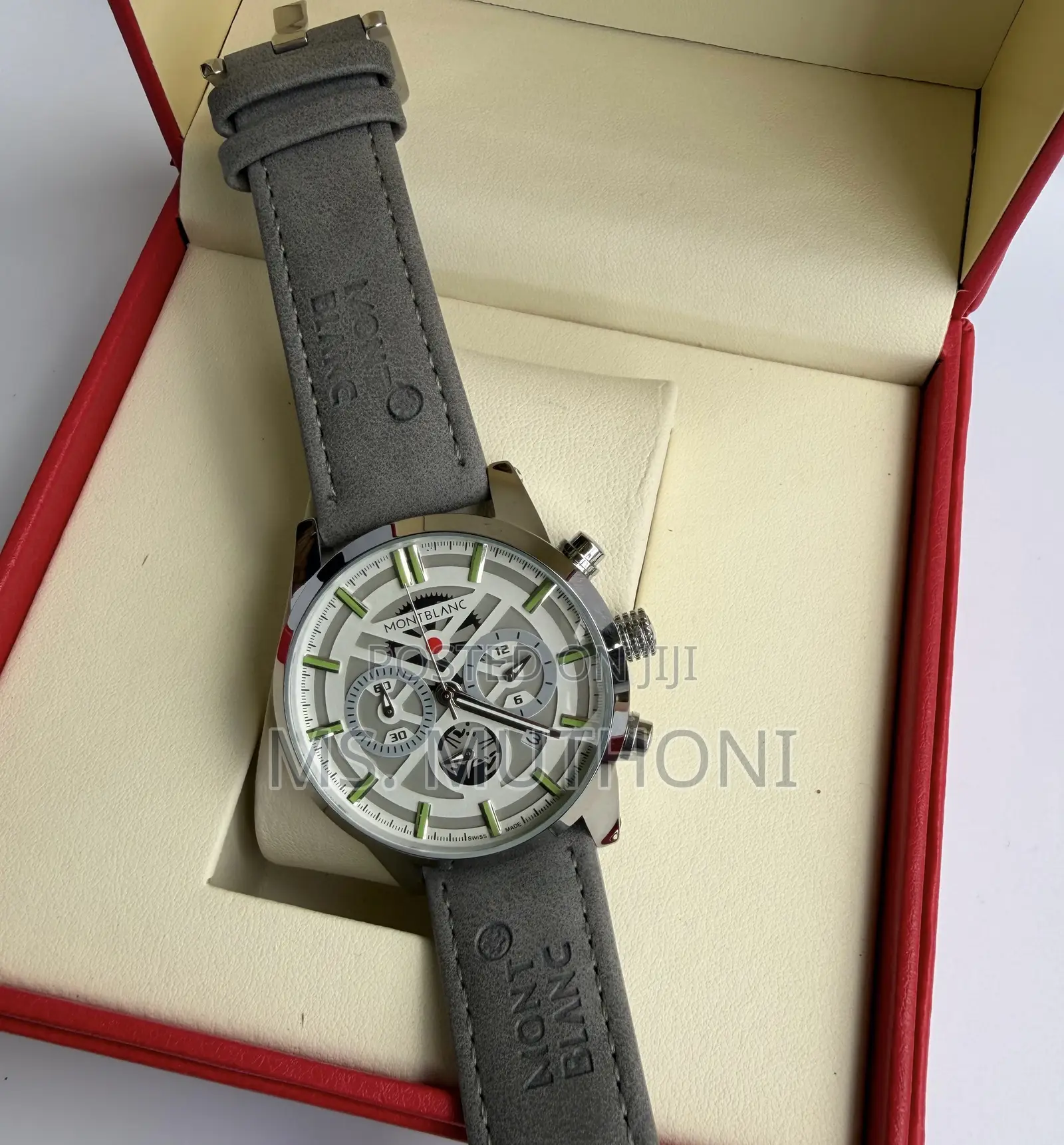 Leather Suede Straps Montblanc Gents Chronograph Watch