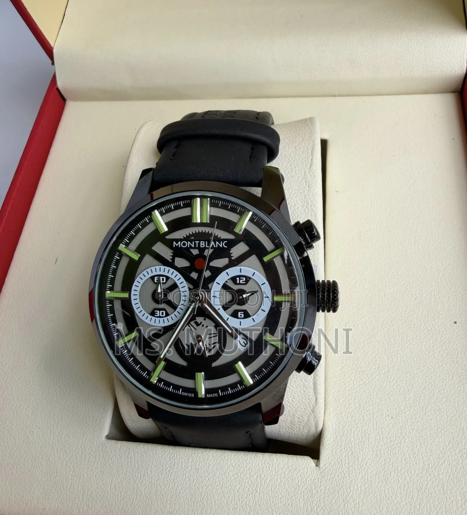 Leather Suede Straps Montblanc Gents Chronograph Watch