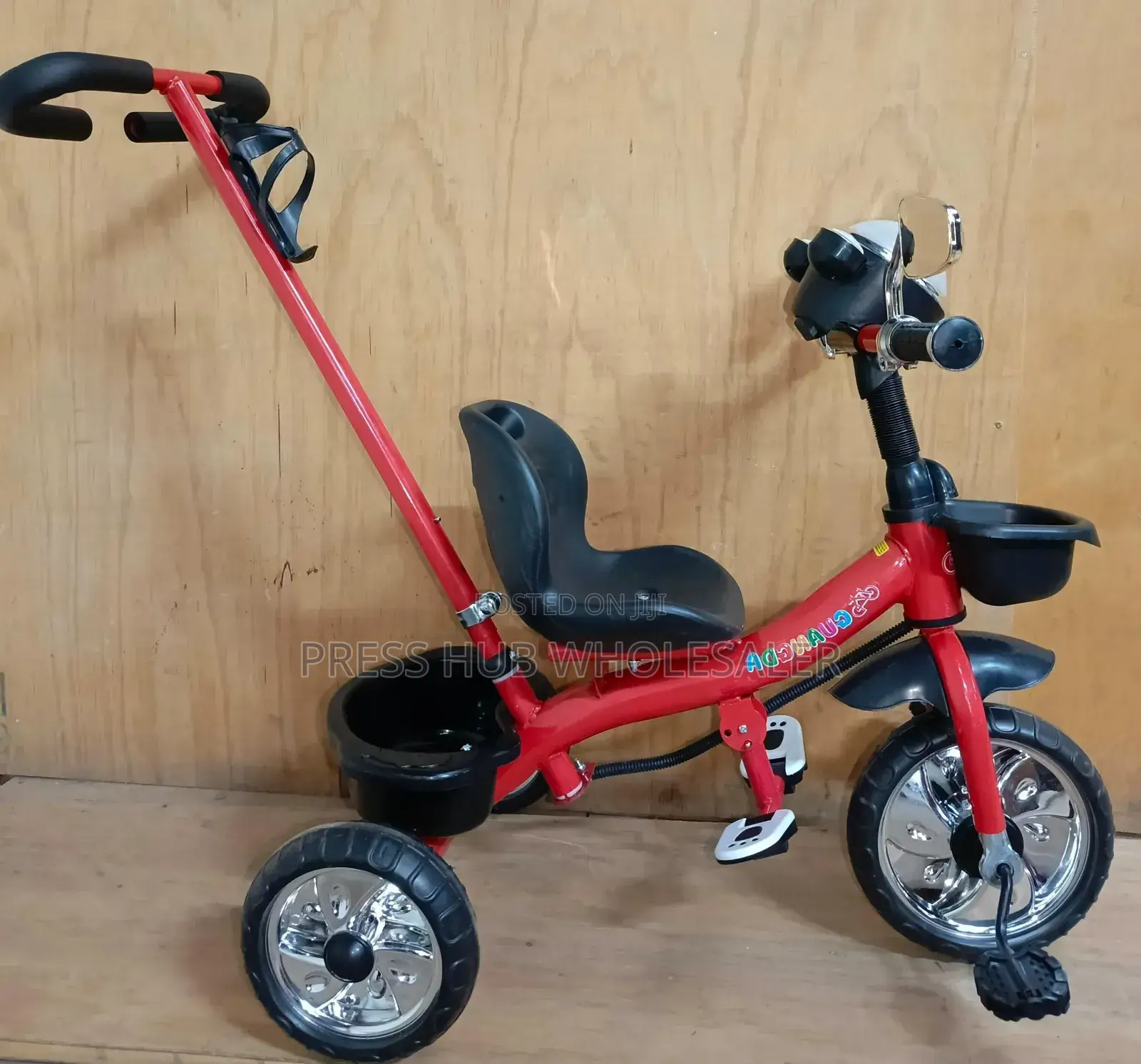 Red Toddler Tricycle With Parent Push Handle