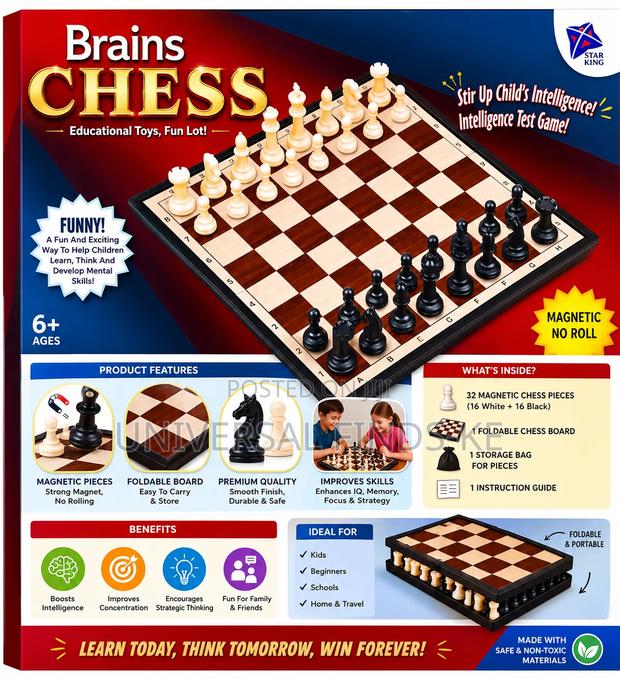 Magnetic Foldable Chess Board – Educational Strategy Game for Kids