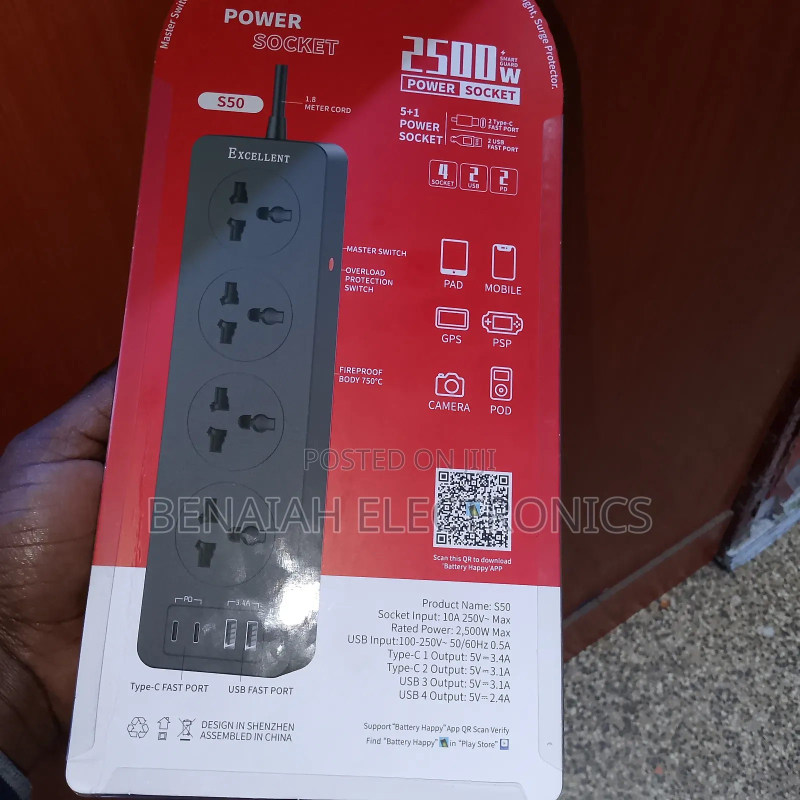 Extension Cable Excellent 2500watts Power Socket