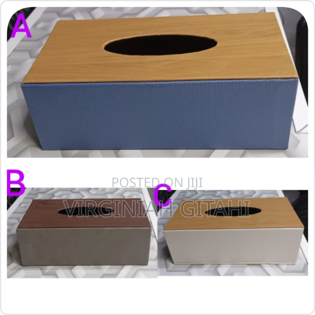 Tissue Box With Bamboo Wood Lid,Rectangular Leather Serviette Holder*