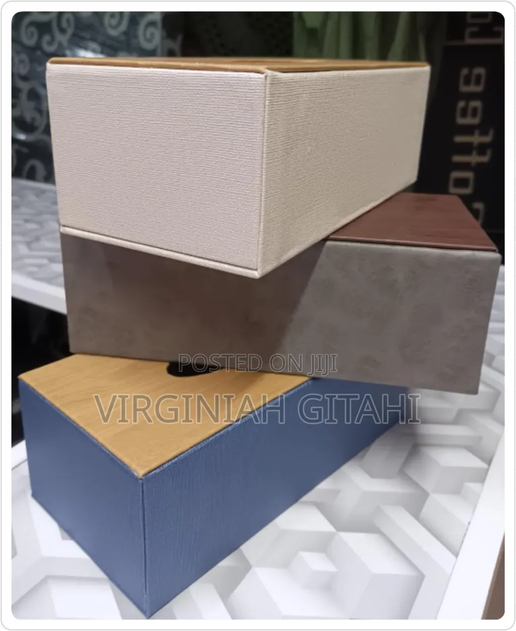 Tissue Box With Bamboo Wood Lid,Rectangular Leather Serviette Holder*